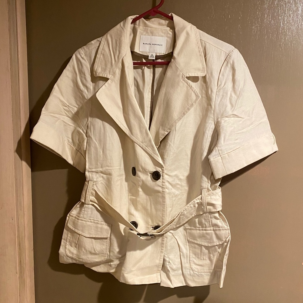 Banana Republic Cream Short-Sleeve Jacket